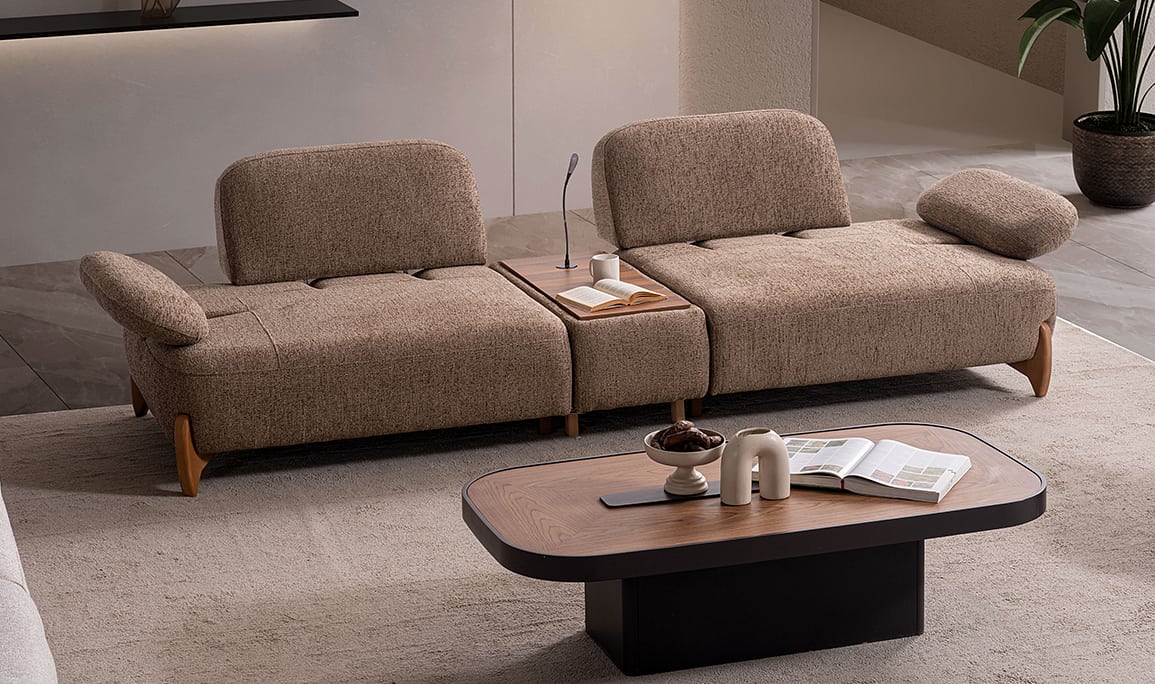 Medusa Home Mobilya - Natia Sehpalı Üçlü Koltuk