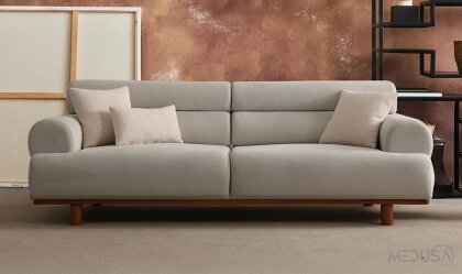 Medusa Home - Neapolis Gri Üçlü Koltuk