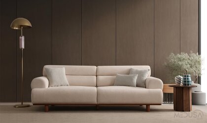 Medusa Home Mobilya - Neapolis Krem Üçlü Koltuk