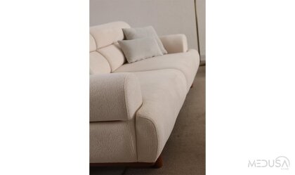 Medusa Home Mobilya - Neapolis Krem Üçlü Koltuk