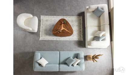 Medusa Home Mobilya - Niro Beyaz Üçlü Koltuk