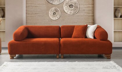 Medusa Home - Niro Kiremit Üçlü Koltuk