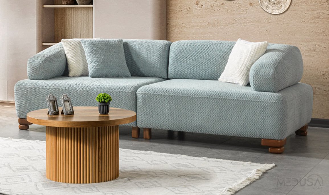 Medusa Home Mobilya - Niro Mavi Üçlü Koltuk