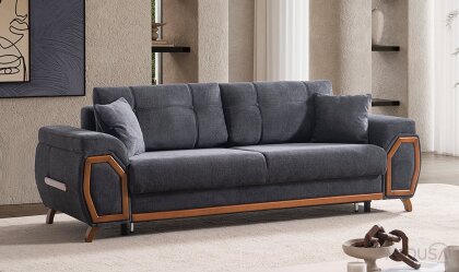Medusa Home - Nivel Sandıklı Antrasit Üçlü Koltuk