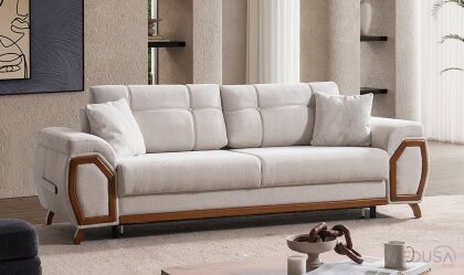 Medusa Home - Nivel Sandıklı Beyaz Üçlü Koltuk