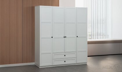 Medusa Home - Nova Beyaz 4 Kapılı Gardırop