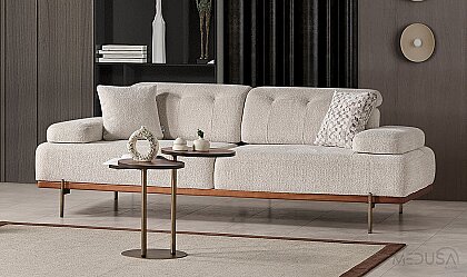 Medusa Home Mobilya - Oslin Beyaz Üçlü Koltuk