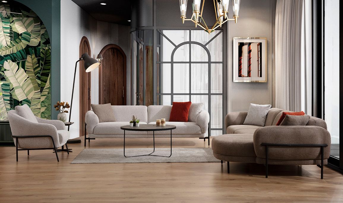 Medusa Home Mobilya - Palermo Koltuk Takımı L+3+1 Kahve