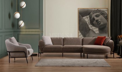 Medusa Home Mobilya - Palermo Koltuk Takımı L+3+1 Kahve