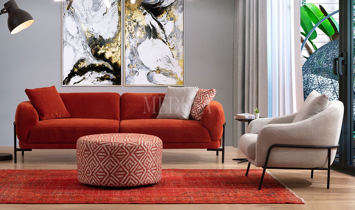 Medusa Home Mobilya - Palermo Koltuk Takımı L+3+1 Kahve