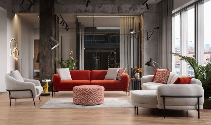 Medusa Home - Palermo Koltuk Takımı L+3+1 Kremit