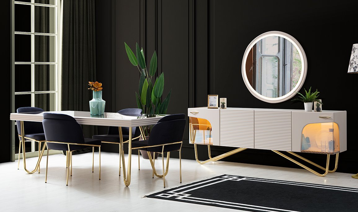 Medusa Home Mobilya - Pandora Beyaz Yemek Odası