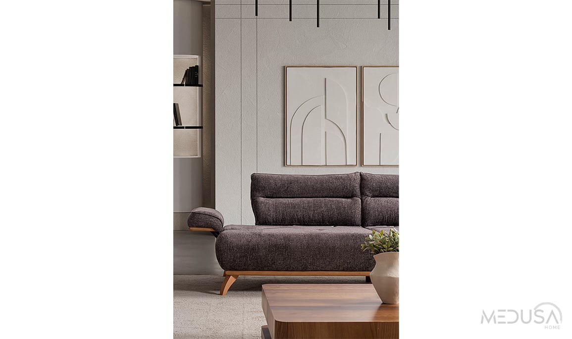 Medusa Home Mobilya - Paris Brown Üçlü Koltuk