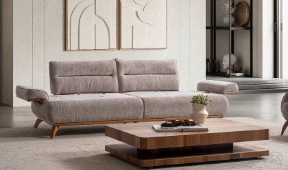 Medusa Home Mobilya - Paris Krem Üçlü Koltuk