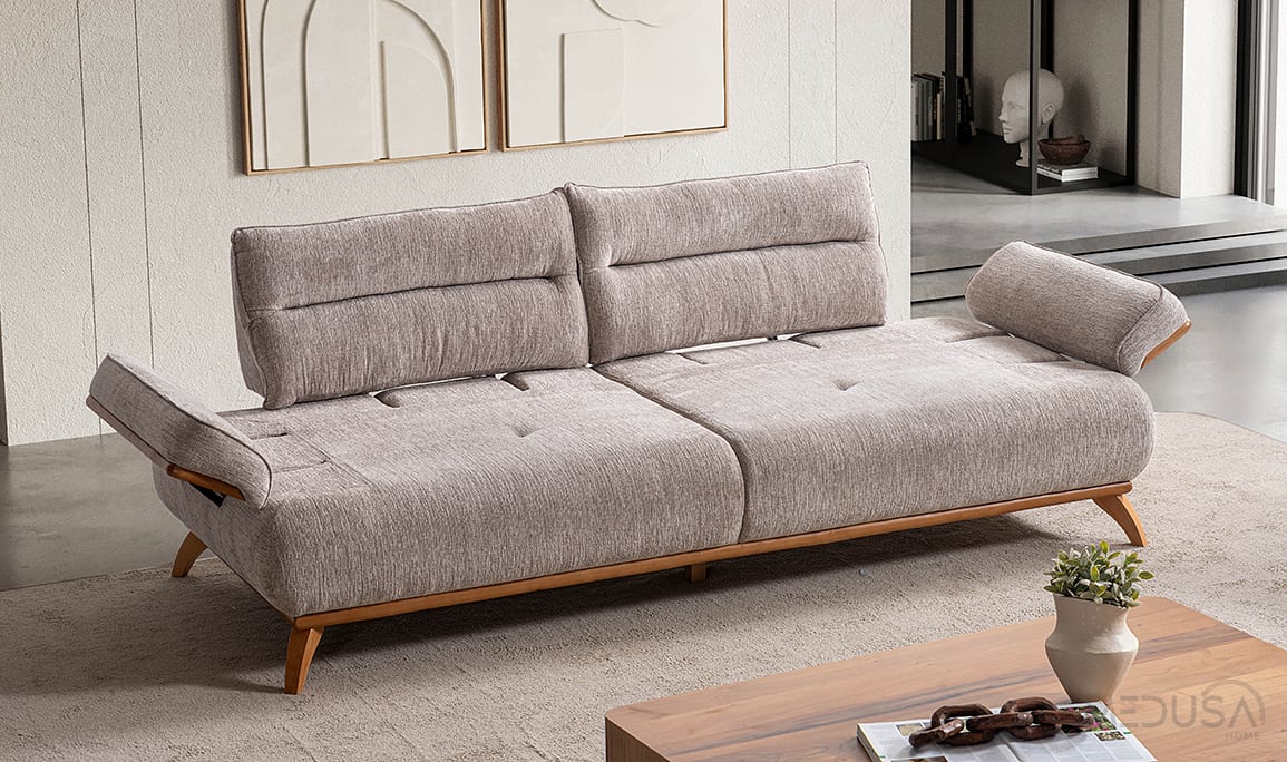 Medusa Home Mobilya - Paris Krem Üçlü Koltuk