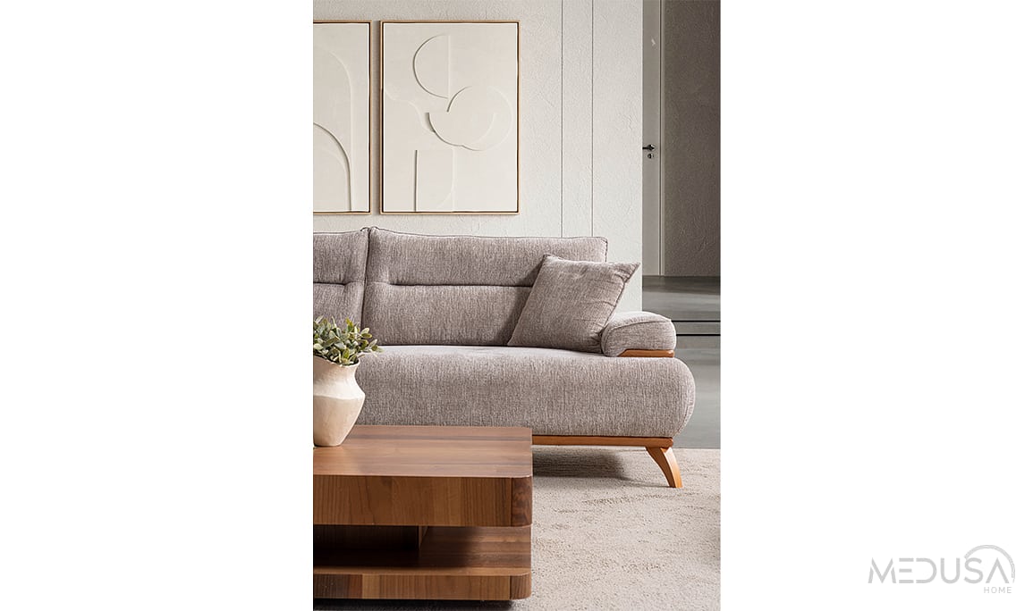 Medusa Home Mobilya - Paris Krem Üçlü Koltuk