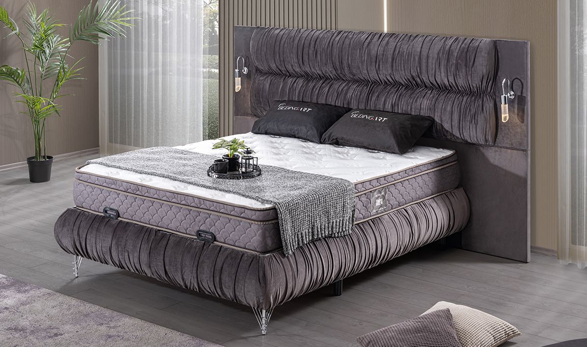 Medusa Home Mobilya - Paris Set Baza Başlık Yatak - Baza Başlık Yatak Seti