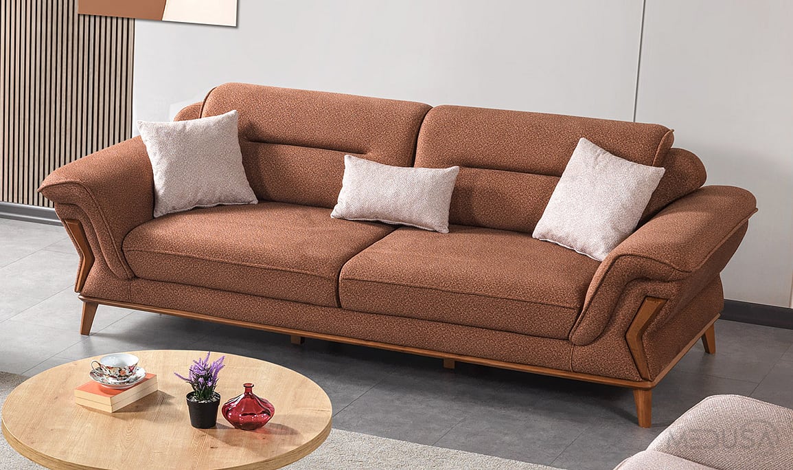 Medusa Home Mobilya - Pierra Kahve Üçlü Koltuk