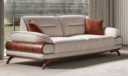 Medusa Home - Polaris Krem Üçlü Koltuk