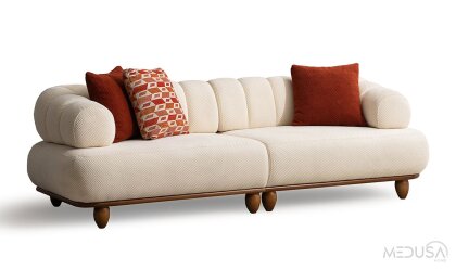 Medusa Home Mobilya - Polo Beyaz Üçlü Koltuk