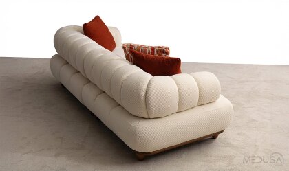 Medusa Home Mobilya - Polo Beyaz Üçlü Koltuk