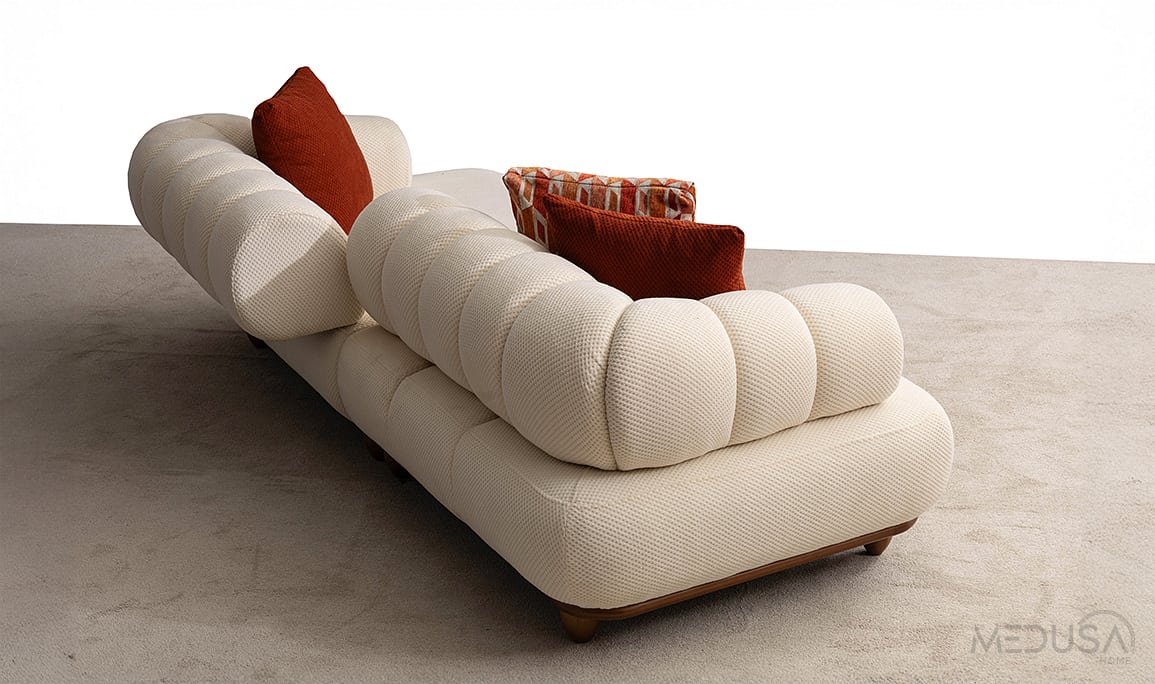 Medusa Home Mobilya - Polo Beyaz Üçlü Koltuk