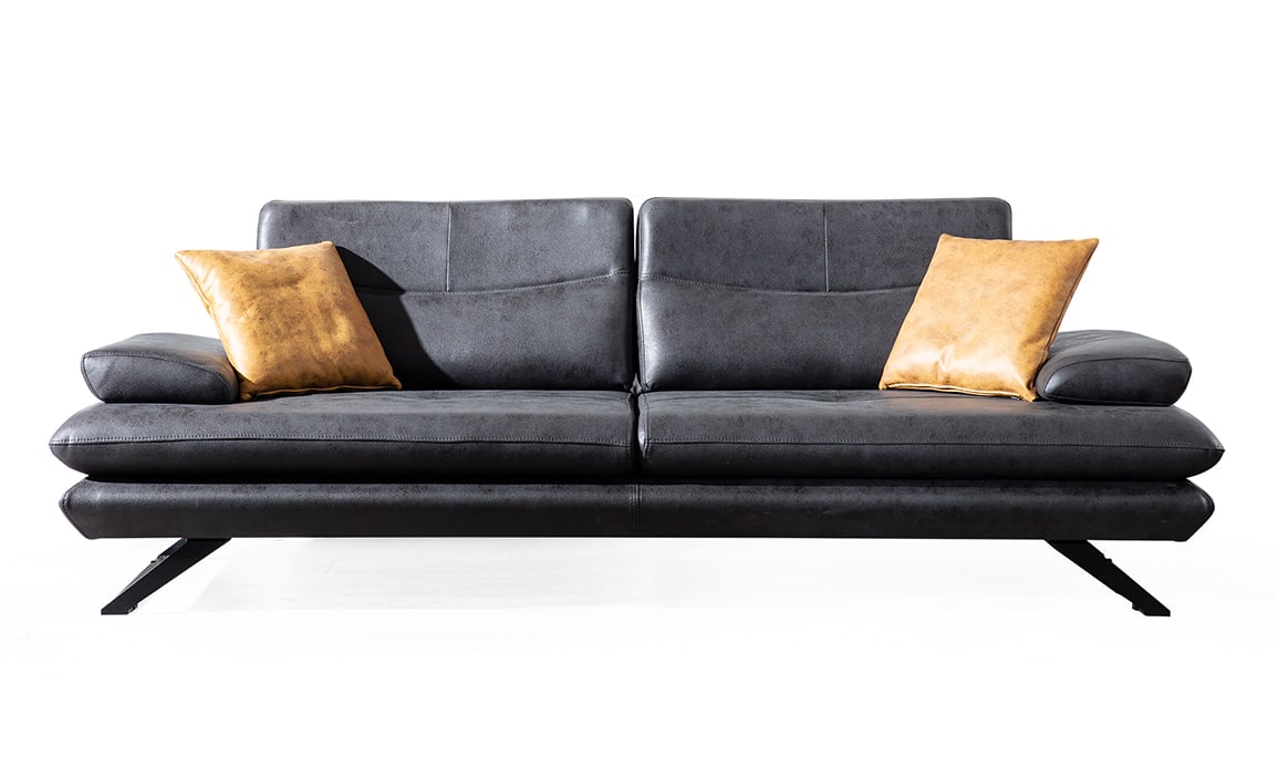 Medusa Home Mobilya - Polo Black Üçlü Koltuk Antrasit