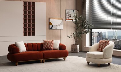 Medusa Home Mobilya - Polo Kiremit Üçlü Koltuk