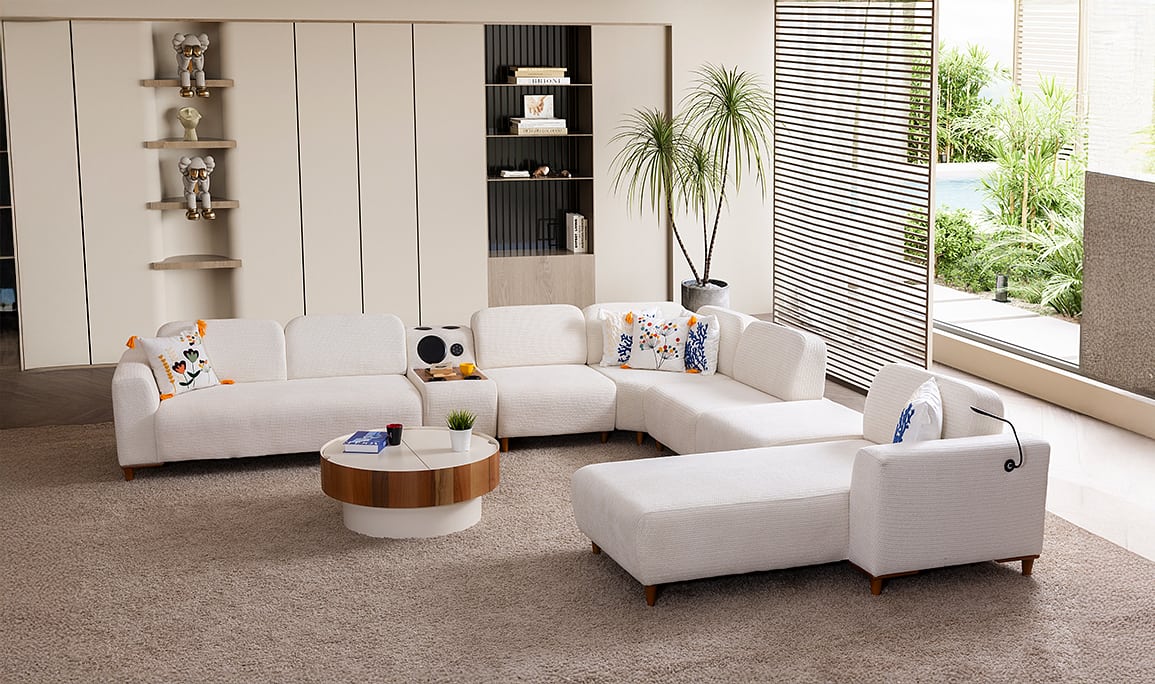 Medusa Home Mobilya - Prago Ses Sistemli Köşe Takımı
