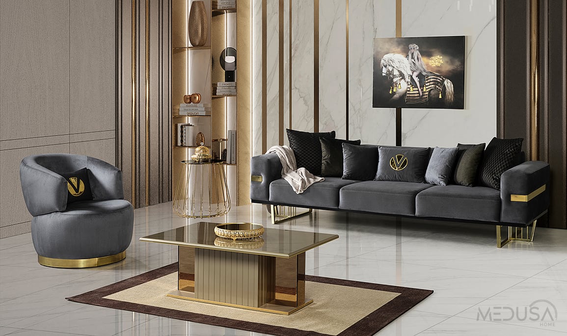 Medusa Home Mobilya - Premier Karamel Dörtlü Koltuk