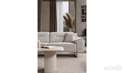 Medusa Home Mobilya - Reve Krem Üçlü Koltuk
