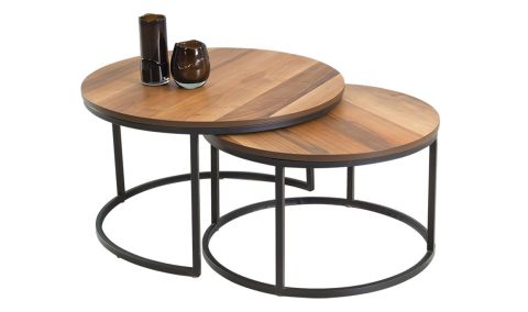 Medusa Home Mobilya - Riga Walnut Orta Sehpa - Metal Orta Sehpa