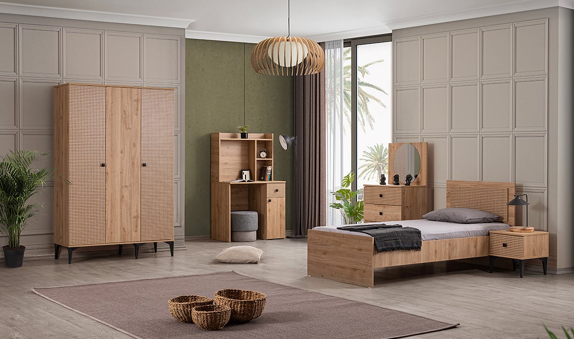 Medusa Home Mobilya - Rustik 3 Kapaklı Genç Odası