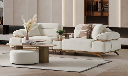 Medusa Home - Safir Sehpalı Üçlü Koltuk