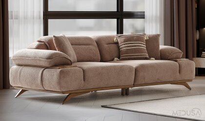 Medusa Home - Safir Taupe Üçlü Koltuk