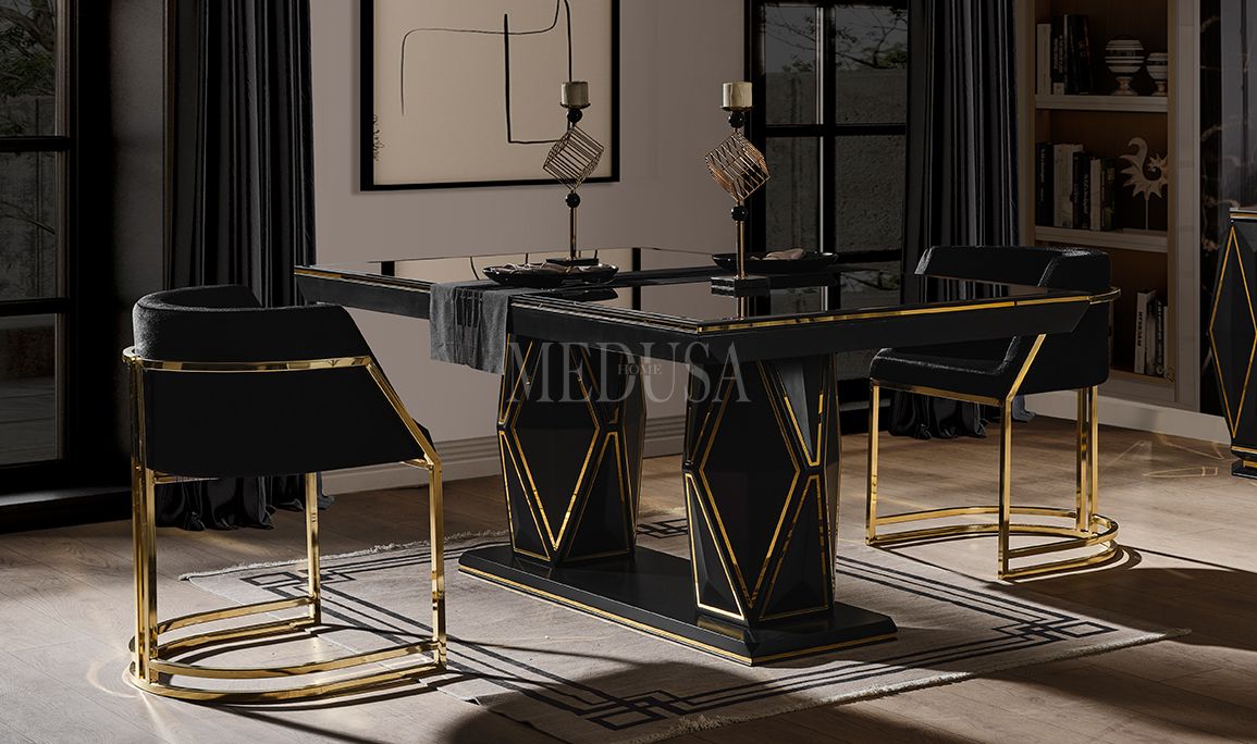 Medusa Home Mobilya - Sanremo Siyah Yemek Masası