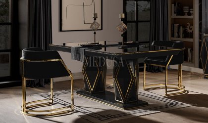 Medusa Home - Sanremo Siyah Yemek Masası