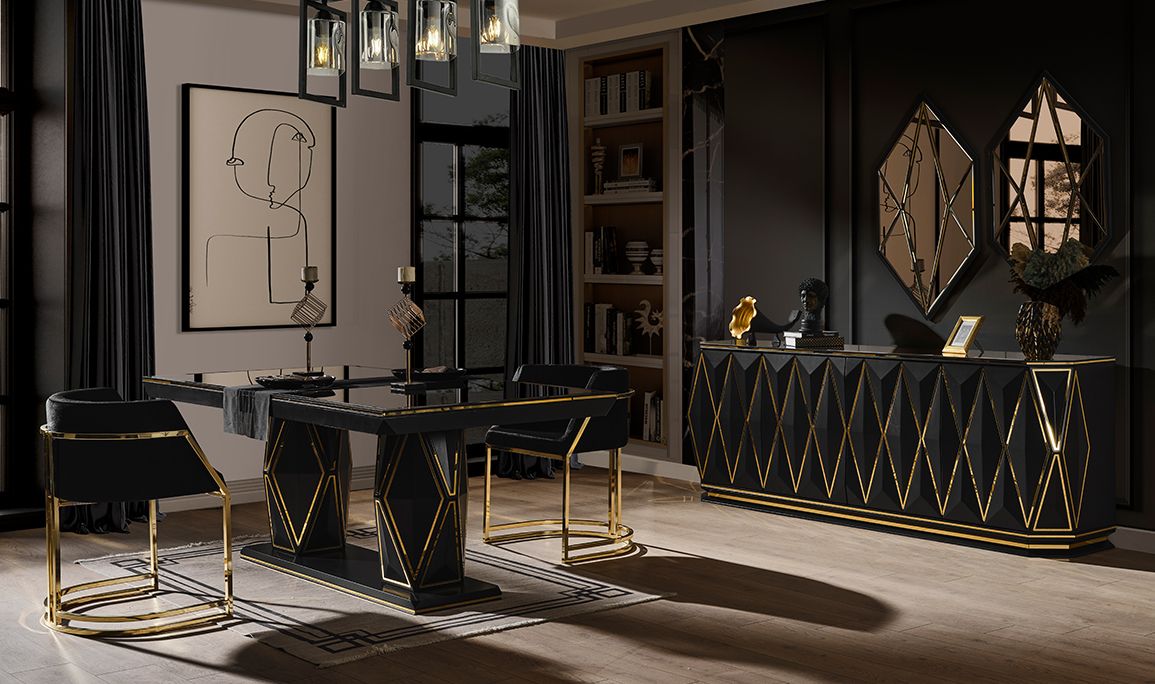 Medusa Home Mobilya - Sanremo Siyah Yemek Odası
