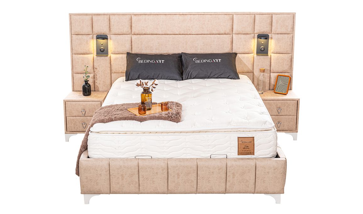 Medusa Home Mobilya - Satin Set Baza Başlık Yatak