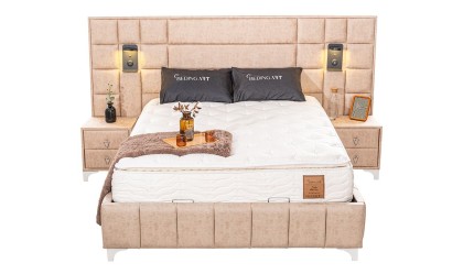 Medusa Home Mobilya - Satin Set Baza Başlık Yatak