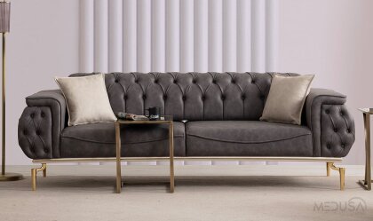 Medusa Home - Silea Luxury Antrasit Üçlü Koltuk