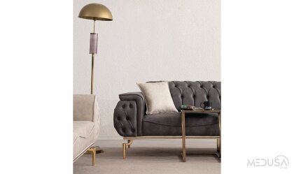 Medusa Home Mobilya - Silea Luxury Antrasit Üçlü Koltuk