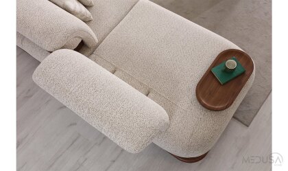 Medusa Home Mobilya - Sofya Ahşap Kollu Üçlü Koltuk