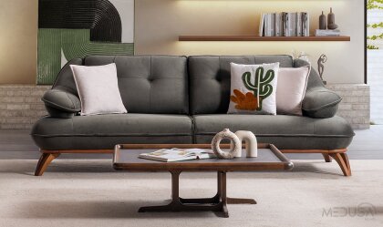 Medusa Home - Solya Antrasit Üçlü Koltuk