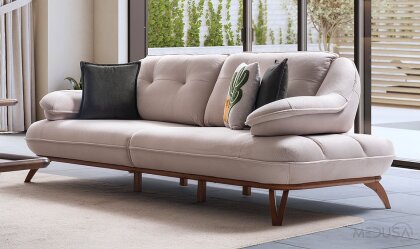 Medusa Home - Solya Beyaz Üçlü Koltuk