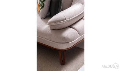 Medusa Home Mobilya - Solya Beyaz Üçlü Koltuk