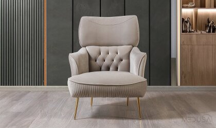 Medusa Home Mobilya - Star Luxury Krem Berjer - Modern Berjer