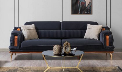 Medusa Home - Star Luxury Lacivert Üçlü Koltuk