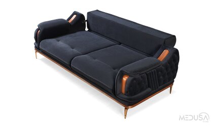 Medusa Home Mobilya - Star Luxury Lacivert Üçlü Koltuk