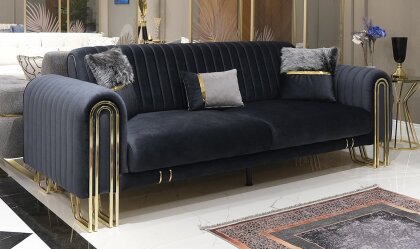 Stil Luxury Antrasit Üçlü Koltuk